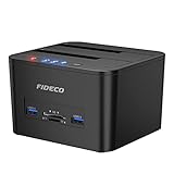 FIDECO Festplatten Dockingstation, USB 3.0 Dualschacht Festplatten Docking Station Offline...