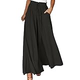 Sunnyuk Hosenrock Damen lang elegant, Hosenrock Damen Lang Elegant Leicht Palazzo Hose Weite Hose...
