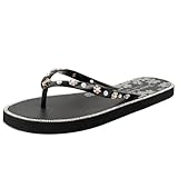 Juicy Couture Damen Flip Flops - Leichte Strandsandalen Casual Shower & Pool Slides, Black Sanba,...