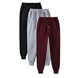 Generisch 3er Pack Jogginghose Damen Lang, Einfarbig Haremshose Casual Sport Caprihose Laufhose...