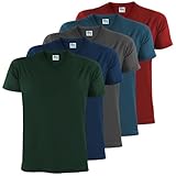 ALPIDEX Herren T-Shirts 5er Set mit V-Ausschnitt Shirts Basic Shirt Baumwolle Kurzarm Einfarbig S M...