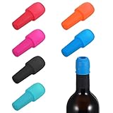 Ymapinc 6 Stück Sektflaschenverschluss Silikon, Bunt Flaschenstopper Wiederverwendbarer Kronkorken...