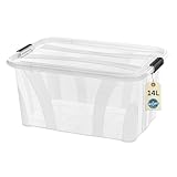 Aufbewahrungsboxen mit Deckel, 7L 14L 21L 32L 55L 80L Plastik Boxen Klickverschluss Stapelboxen...