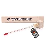 Lantelme Weinthermometer Glas in Holzbox 17cm Temperaturanzeige von 0 bis 40°C Analog |...