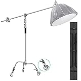 EACHSHOT Stainless Steel Heavy Duty C Stand with Boom Arm Wheels ,Max 330cm with 106cm Holding Arm 2...