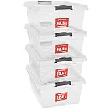 ATHLON TOOLS 4x 12.5 L Aufbewahrungsboxen mit Deckel, lebensmittelecht - Verschlussclips - 100%...