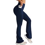 XDSP Yogahose Bootcut Damen Schlaghose Leggings Schlaghose mit Taschen Hohe Taille Elastische...
