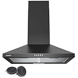 COMFEE' CHT 3.6A17B Dunstabzugshaube 60cm Umluft & Abluft, Wandhaube mit Aktivkohlefilter, 400m³/h...