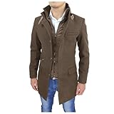 Vexuqedy Wintermantel Herren Slim Fit Zweiteiliger Mantel für Business Freizeit Wollmantel mit...