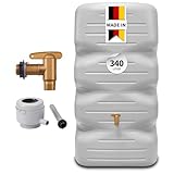 GARANTIA CUBUS Regentonne Komplett-Set 340 Liter betongrau inkl. Kunststoff-Auslaufhahn und...