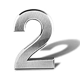 Hausnummer aus Edelstahl selbstklebend –Haustür Nummer Höhe 8 cm – Hausnummern zum Kleben –...