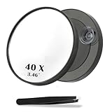 Deepton 30/40x Vergrößerungsspiegel, 8.8cm mit Saugnapf und Pinzette Set, Kosmetikspiegel mit...