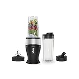 Ninja 700W Slim Mixer & Smoothie Maker, 2x 470ml Becher mit Ausgussdeckel, persönlicher Mixer,...