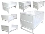 Micoland Kinderbett Juniorbett Beistellbett Wiege 140 x 70cm 4in1 mit Matratze weiß