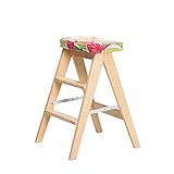 JKJZSALJ Trittleiter, zusammenklappbarer Treppenstuhl, tragbarer Holz-Tritthocker, multifunktional,...