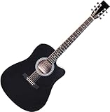 Classic Cantabile WS-10BK-CE Westerngitarre mit Tonabnehmer (Akustik und verstärkt, Dreadnought,...