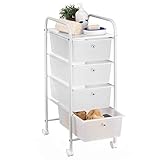 IDIMEX Badregal Rollwagen Rollcontainer GINA, mit 4 transparenten Schubladen und Metallgestell in...
