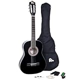 RayGar Akustikgitarrenset (4/4-Größe, mit Nylonsaiten, inkl. Tasche, Gurt, Plektrum, Stimmpfeifen...