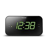 Philips Audio TAR3306 Wecker mit Radio und großem Display, Doppelalarm, Sleep Timer &...