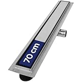 VILSTEIN Duschrinne 70cm Edelstahl, Bodenablauf Komplettset extra flach, Siphon mit Geruchsstop,...
