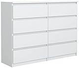meble masztalerz Kommode Weiss Matt mit 8 Schubladen - 120 x 101,5 x 39 cm - Sideboard Wohnzimmer,...