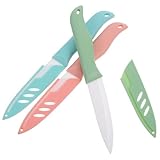 HOUDERCO 3 Stück Keramik Obstmesser mit Schutzhüllen Kompakter Gemüseschneider Leichter...