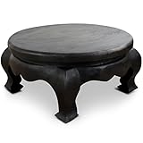 livasia Opiumtisch aus Massivholz – Ø50cm, 24cm hoch – Handgeschnitzter Beistelltisch Holz aus...
