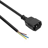 Akyga Netzkabel AK-OT-09C Kupferdraht 3x1mm² IEC C14 stecker an abisolierte Enden, Stromkabel zum...