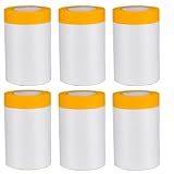 JSMTKJ 6 Rollen Abdeckfolie Klebeband mit Folie 55cm*20M Klebeband mit Transparent AbdeckFolie UV...