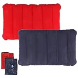 2 Stück Aufblasbares Kissen Strand 47 X 30cm, Camping Luftkissen Kissen Aufblasbar, Beflockt...