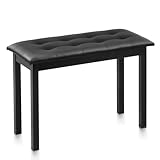 LEADZM Pianobank, Klavierhocker mit PU-Lederkissen und Eisenbeinen, Integrierter Stauraum, Maximale...