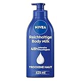 NIVEA Reichhaltige Body Milk (625 ml), für 48h Feuchtigkeitspflege, Lotion mit 5 in 1 Formel für...