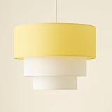 Alpinaluz Hängelampe, Textil, Gelb und Weiß, dreistufig, Ø38 cm, mehrschichtiger Stoffschirm,...