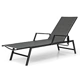 COSTWAY Sonnenliege Rattan, Gartenliege mit Verstellbarer Rückenlehne und Armlehnen, Terrassenliege...