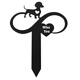 TOGEVAL Metall Gedenkpfahl Hund mit Erdspieß Wetterfeste Gartendekoration Personalisierbare...