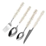 BESTYASH 1 Satz Besteckset mit Perlengriff Teiliges Steakbesteckset für Zuhause Spülmaschinenfest...