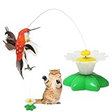 CGACCSD Katzen Interaktives Spielzeug | Automatischer Schmetterlings-Vogel-Teaser,360° Rotierender...