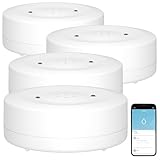 Luminea Home Control Wassermelder WiFi: 4er-Set WLAN-Wassermelder, lauter Alarm,...