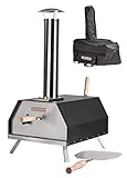 NEUSTEIN Outdoor Pizzaofen XQ3000 mit Abdeckung / Schutzhülle, Pizzastein, Pizzaschieber, Holzofen,...