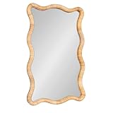 Kate and Laurel Rahfy Boho gewellter rechteckiger Rattan-Wandspiegel, 24 x 36 cm, Naturholz,...