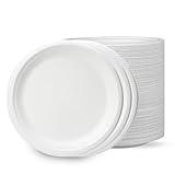 CHEF ROYALE 23 cm Einweg-Teller aus Bagasse, Zuckerrohr, 200 Stück, groß, weiß, perfekt für den...