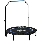 HOMCOM 102 cm Fitness-Trampolin, Faltbares Mini-Trampolin mit 4-Fach Höhenverstellbarer Haltegriff,...