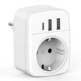 Mehrfachsteckdose mit 3 USB, Mehrfachstecker für USB Steckdose, Steckdose mit USB, Doppelstecker...
