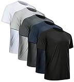 miijoory 5er Pack Sport Tshirts Herren Funktionsshirt Sportshirt Schnelltrocknend Atmungsaktiv...