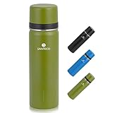SANTECO Thermosflasche Edelstahl - 500ml, 1l - Thermoskanne mit Trinkbecher für unterwegs,...