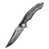 Generisch Klappmesser einhandmesser Hohe Härte Damaszener-Muster Schwarzes Sandalholz...