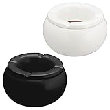 Sturmaschenbecher 2er Set Ø 10cm │ Keramik weiß schwarz │Aufsatz abnehmbar │Windaschenbecher...