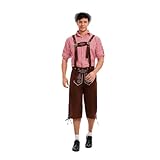 2026 Carvinal Lederhose Herren Deutsch Bayerisch Oktoberfest Hose Kostüm für Biergarten, braun,...
