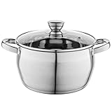 FLORINA Topf aus Edelstahl (6 l) 24 cm I Kochtopf OLIVER mit Glasdeckel I Mit Messbecher I...