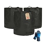 DIVID® Gartensäcke mit Trageschlaufen Schwarz |Gartensack 3x 272L Set Laubsack Gartenabfallsack -...